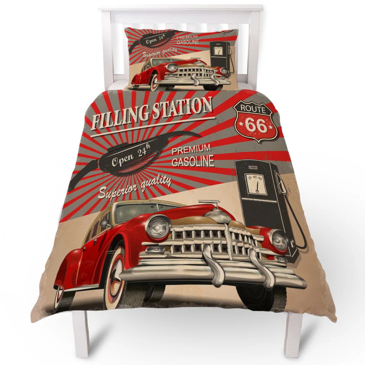 Ретро автомобиль плакат дорога 66 Пододеяльник подушка чехол Стёганое одеяло