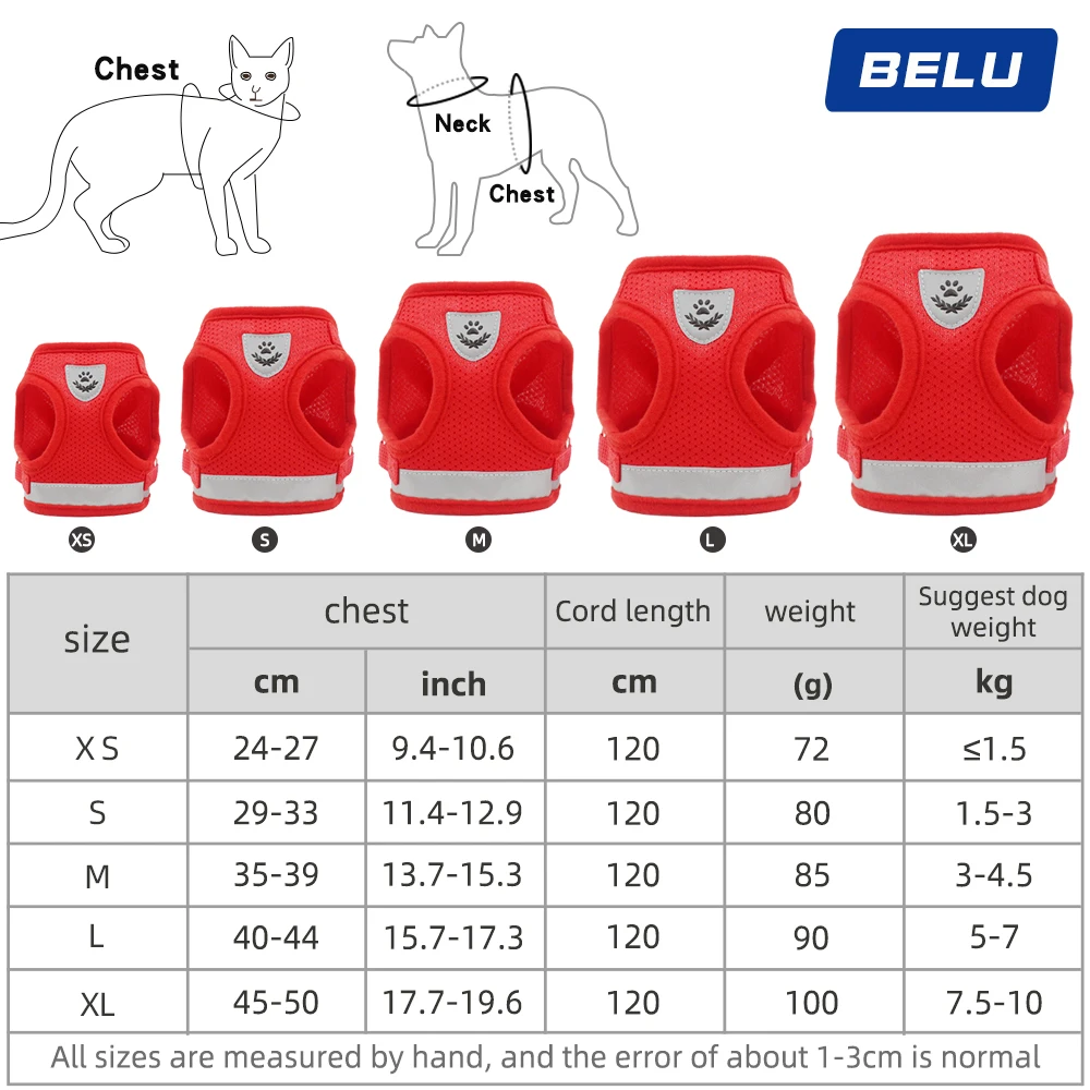 

Dog Pet Harness Reflective Puppy Kitten Collars Breathable Vest Adjustable Small Dog Cat Vest Harness Leash Supplies accessories