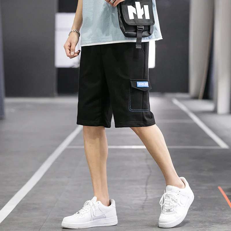 Летние Новые мужские свободные брюки с пятью точками корейские повседневные