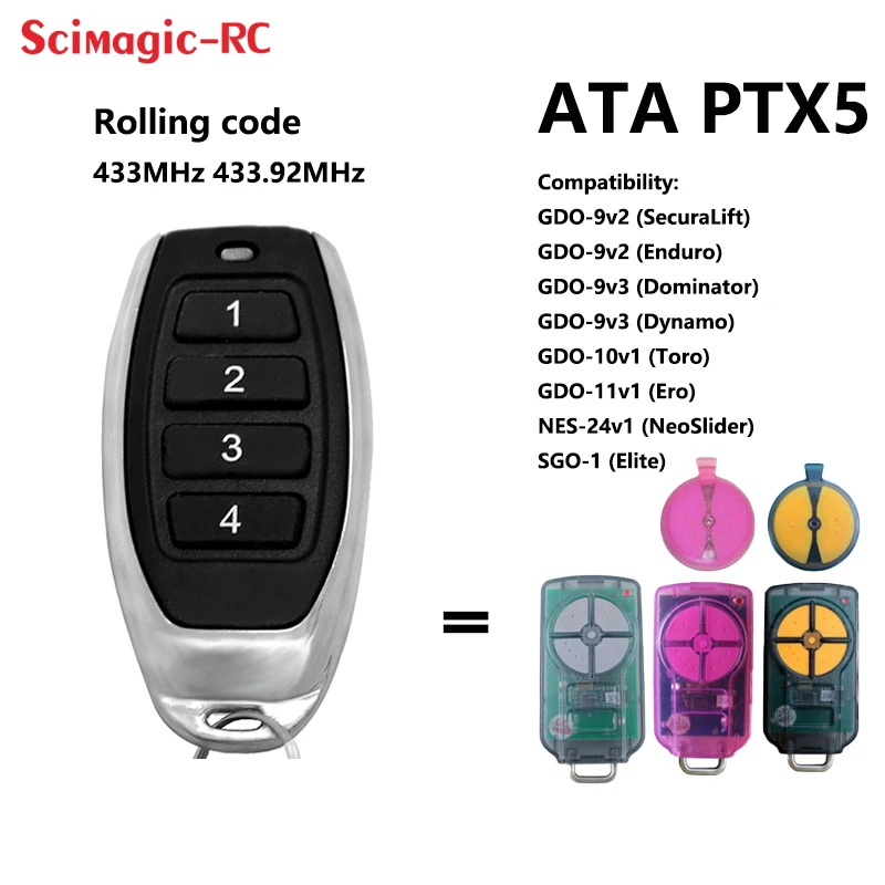 

ATA PTX5 433,92 МГц вращающийся код пульт дистанционного управления Открыватель гаражных дверей для GDO 6v 3/7v 2/7v 3/8v 3/9v 2/9v3 Железная Звезда Совместимо...