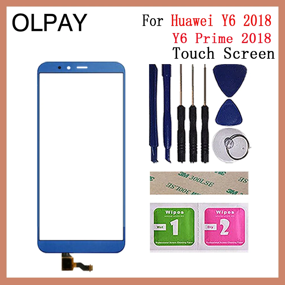Blue With Tools OLPAY 5,7 дюймов для huawei Y6 /Y6 Prime сенсорный экран дигитайзер Панель переднее стекло объектив сенсор Бесплатный клей+ салфетки - Цвет: Blue With Tools