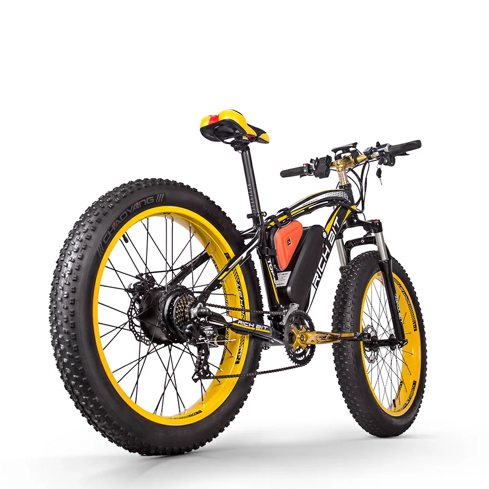 Billig RichBit Elektrische Fahrrad Leistungsstarke Fett Reifen Elektrische Mountainbike 48V 17AH 1000W EBike Strand Cruiser 21 Geschwindigkeit Elektrische Schnee Fahrrad