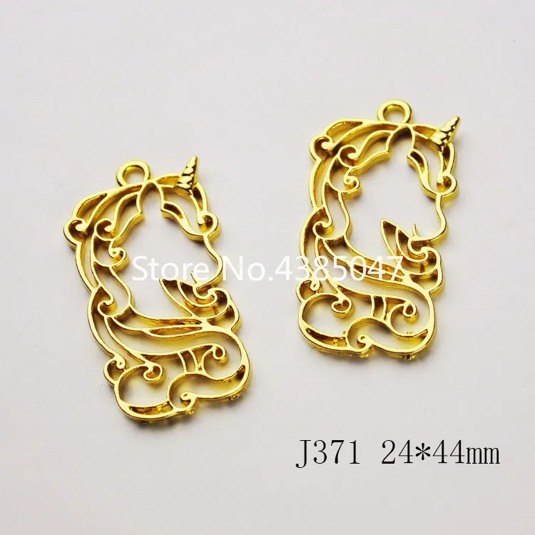 5 шт./лот металлическая оправа с изображением единорога и двойным котом подвесная