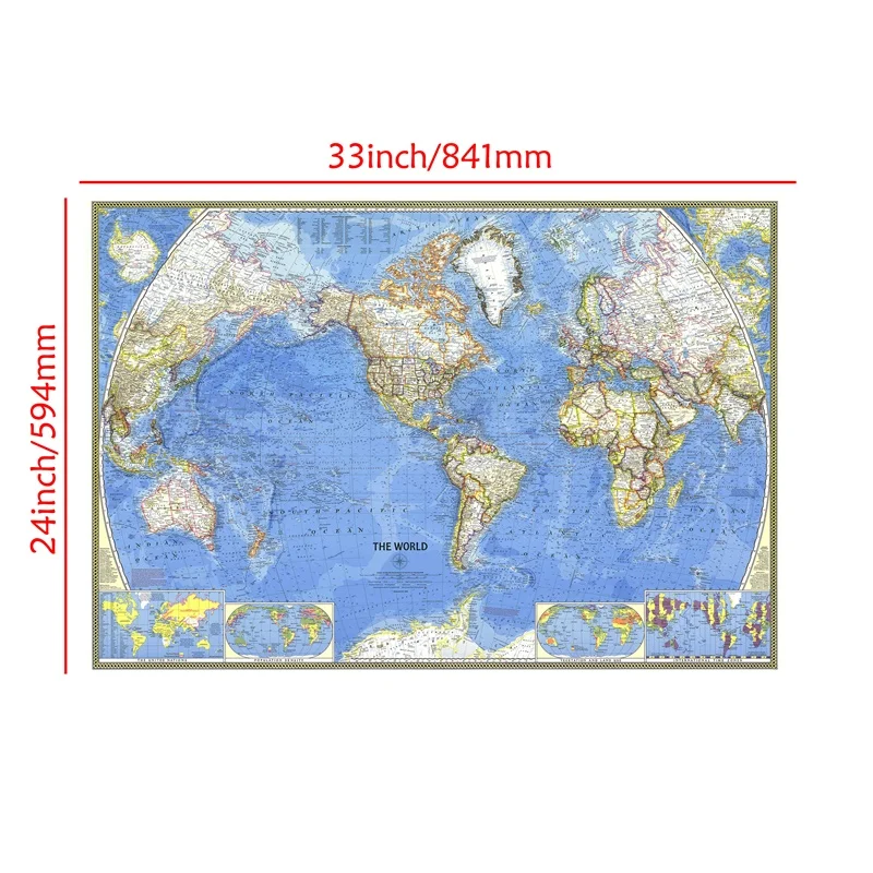 Карта мира 1965 Нетканая карта постеры и принты офисные школьные товары для дома 1