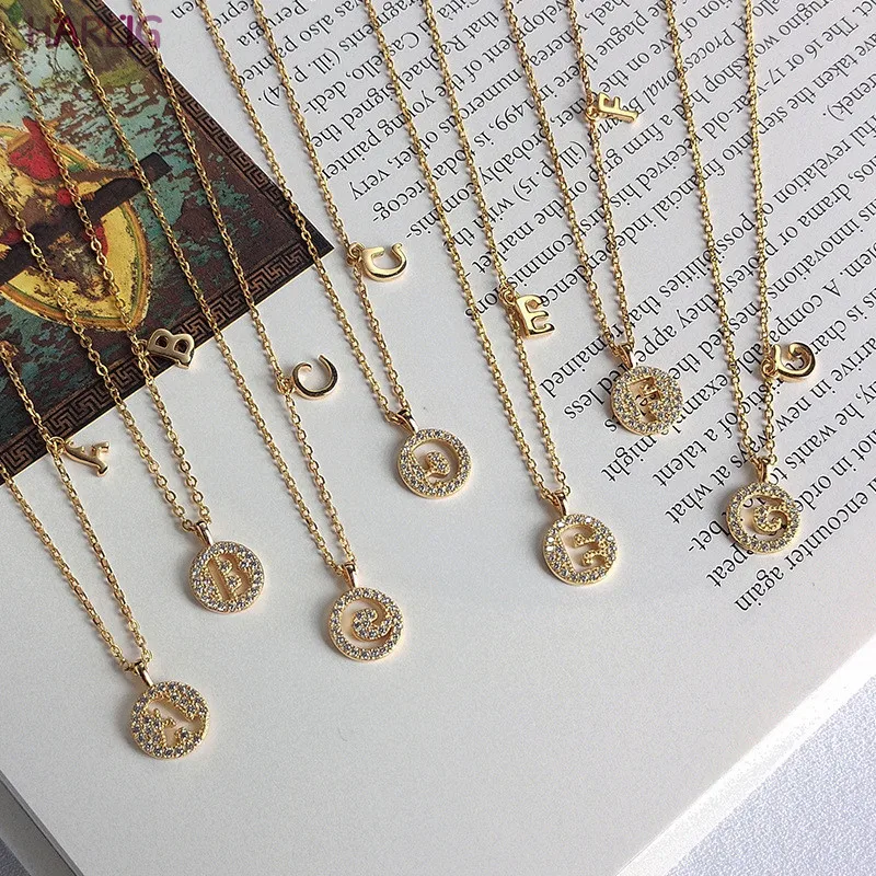 

Harlig sterling silver 925 champaign gold english letters necklace for women allergy free fashion jewelry free shipping