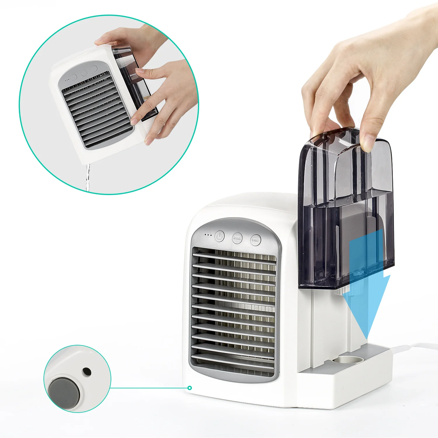 

Desktop Air Cooler Fan Mini Air Conditioner Fan USB Water Cooling Fan Multifunction Air Cooler Summer Mini bladeless fan