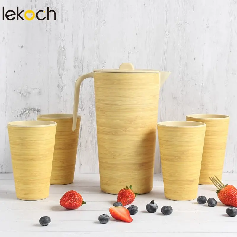 LEKOCH Upmarket Bamboo бутылка для воды детей BPA бесплатно 1 чайник 4 чашки биоразлагаемые
