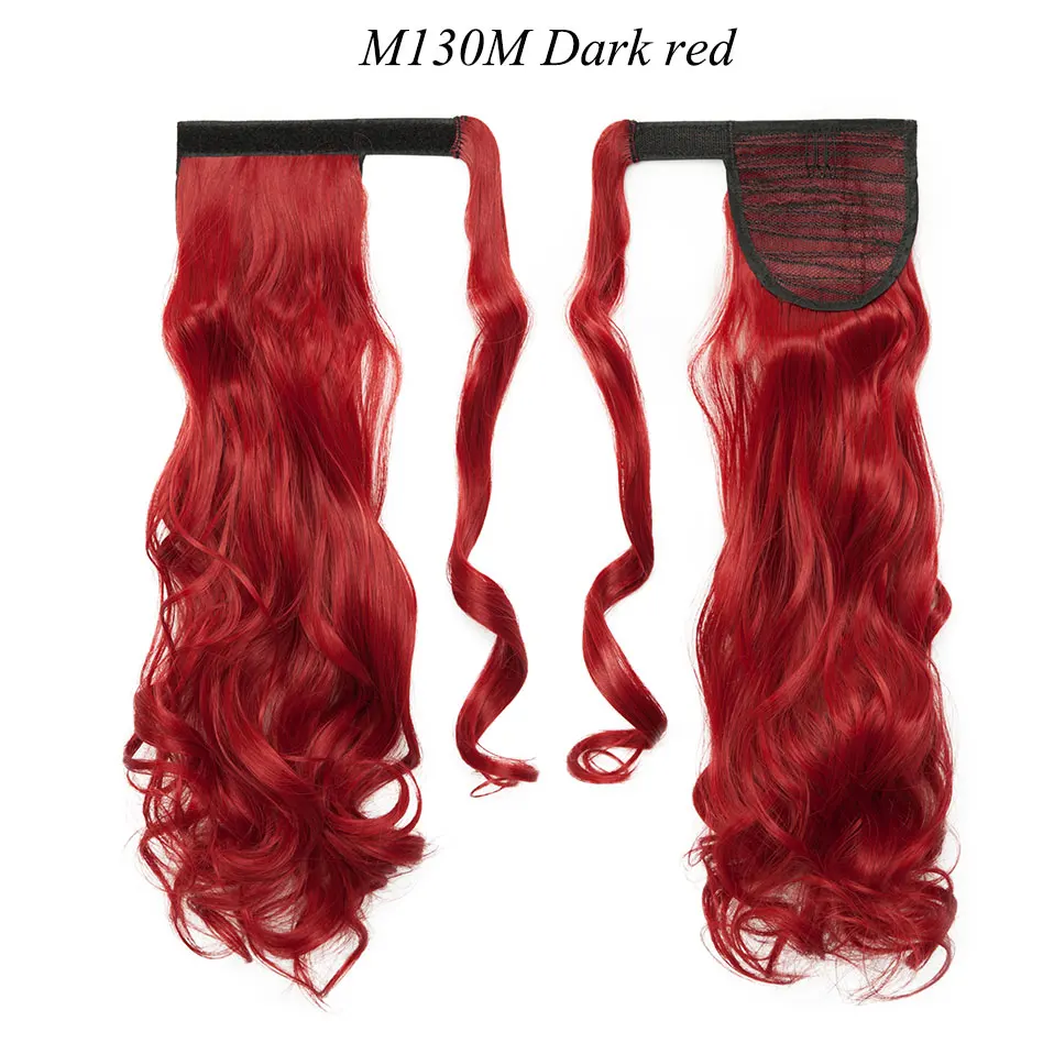 dark red S-noilite 23 дюйма длинные волнистые волосы на заколках в хвосте накладные волосы конский хвост шиньон синтетические волосы обертывание вокруг хвоста пони наращивание волос - Цвет: dark red