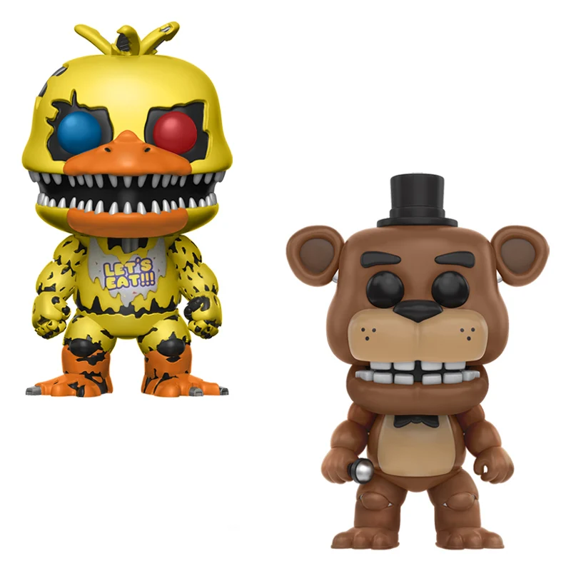 2PCS Игрушки Five Nights At Freddy's, ПВХ, 10 шт., фигурки, куклы-медведи из винила FNAF Бонни и Чика Foxy Freddy Fazbear, кукла - Цвет: 2PCS
