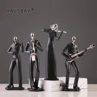 resin music man guitar saxophone statue black figurines creative crafts simple wine cabinet desktop ornaments home decor d095