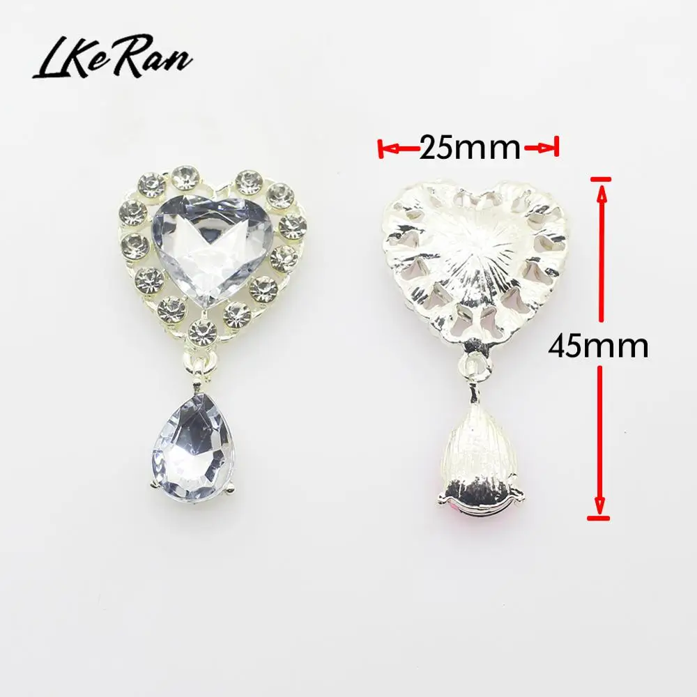 Новинка 5 шт. 25 мм * 45 акриловые стразы в форме сердца подвески пуговицы для