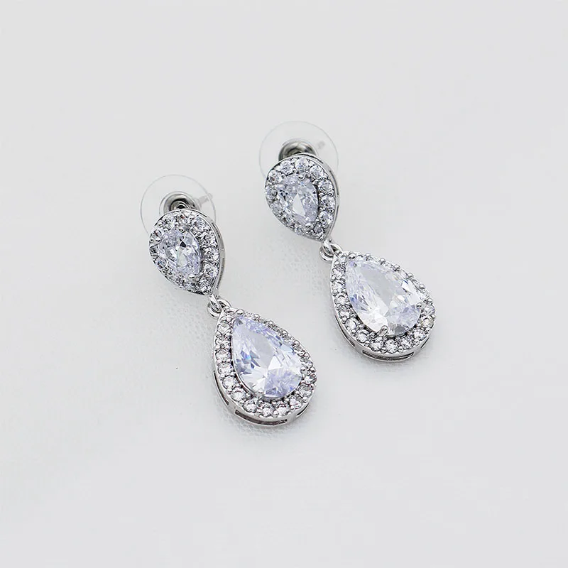 Женские свадебные серьги капельки QYY модные с фианитом класса ААА ювелирные