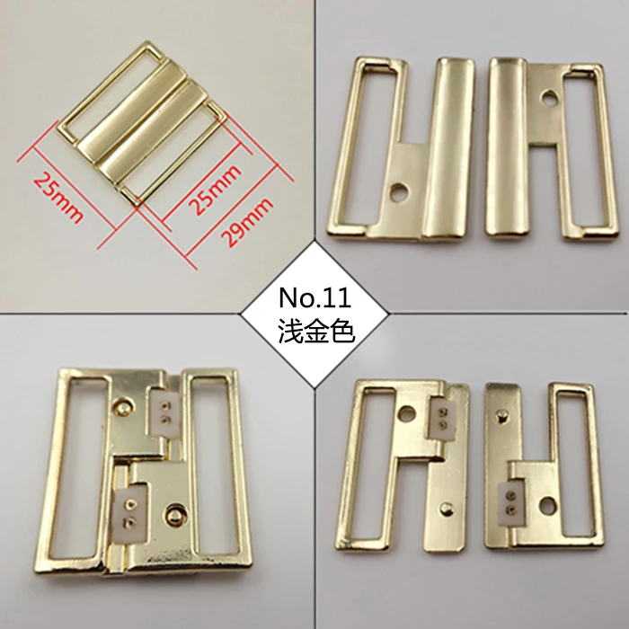Light Gold Высокое качество, 30 комплектов, 25 мм, нижнее белье, зажим для бюстгальтера, металлические застежки спереди, пряжки для плавания сзади - Цвет: Light Gold