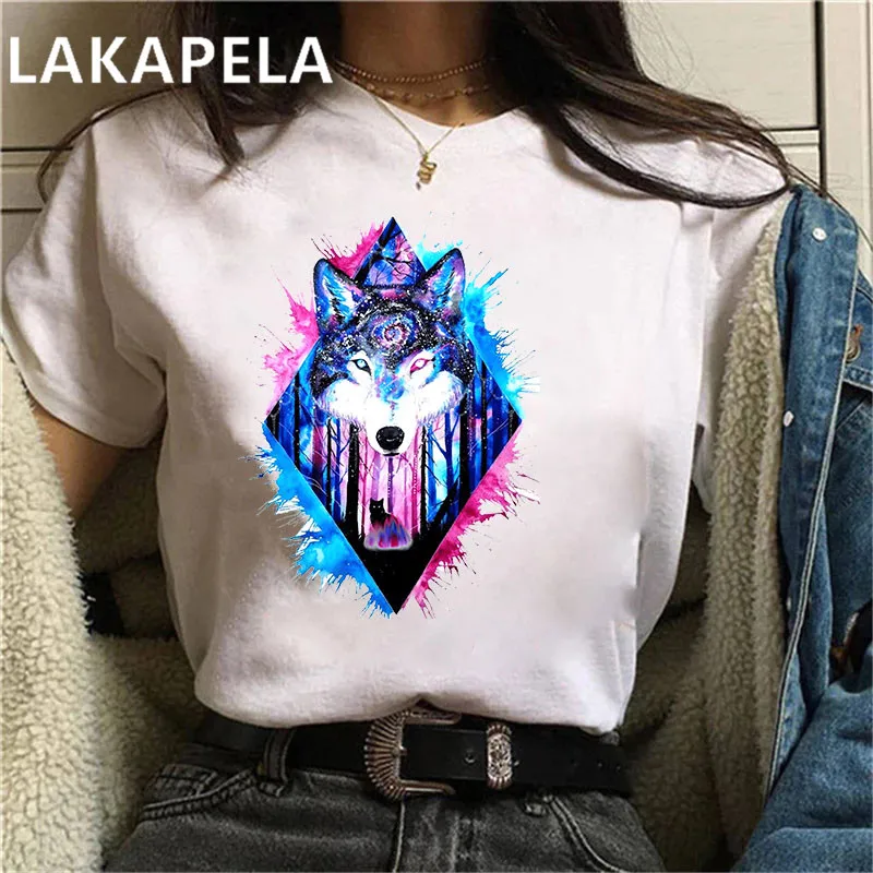 Новые летние 2021 Футболка с принтом волка футболка женская рубашки для мальчиков