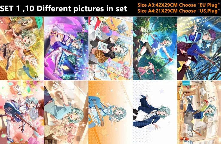 10 шт./лот Anime BanG Dream! Наклейка на стену Kasumi Mashiro Chiyu Yukina Ran Ako Rinko Sayo Toys размеры 42x29 см |