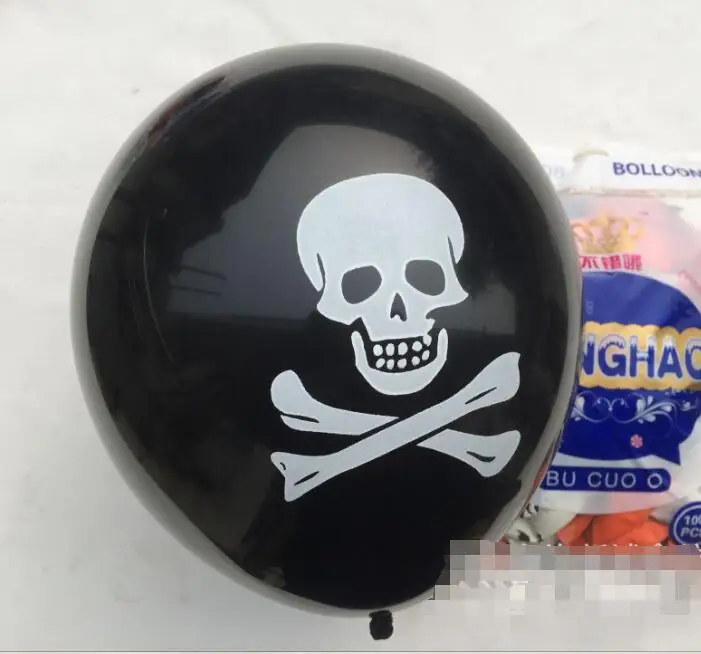 10 шт./лот пиратские рождественские черные воздушные шары на Хэллоуин Череп