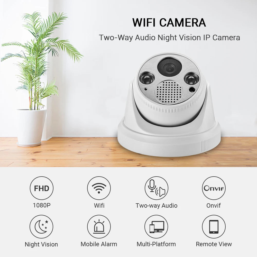 HD 1080P Wifi камера Крытая купольная Беспроводная камера ночного видения двухсторонняя аудио электронная почта оповещение iCSee Xmeye Cloud домашняя камера безопасности