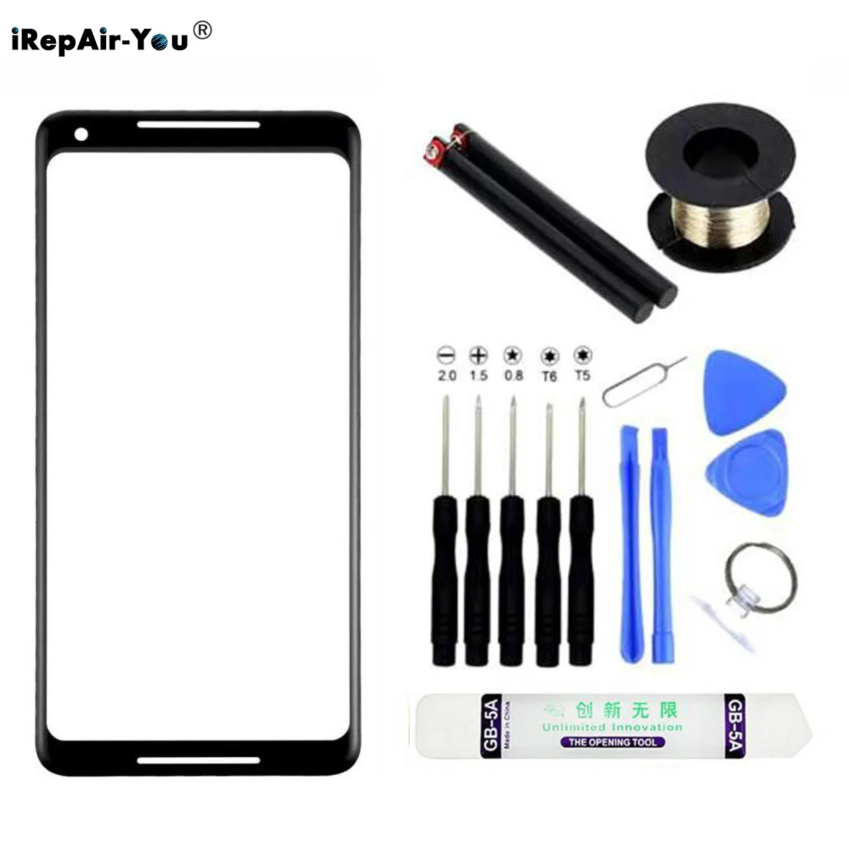 

Черный передний внешний экран объектив стеклянная панель для Google Pixel 2XL 2 комплекты для замены переднего стекла экрана инструменты для откры...