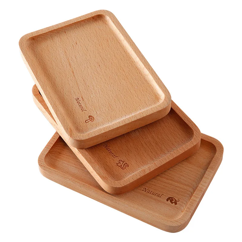 Простой деревянный поднос детская неразделенная тарелка прямоугольный для