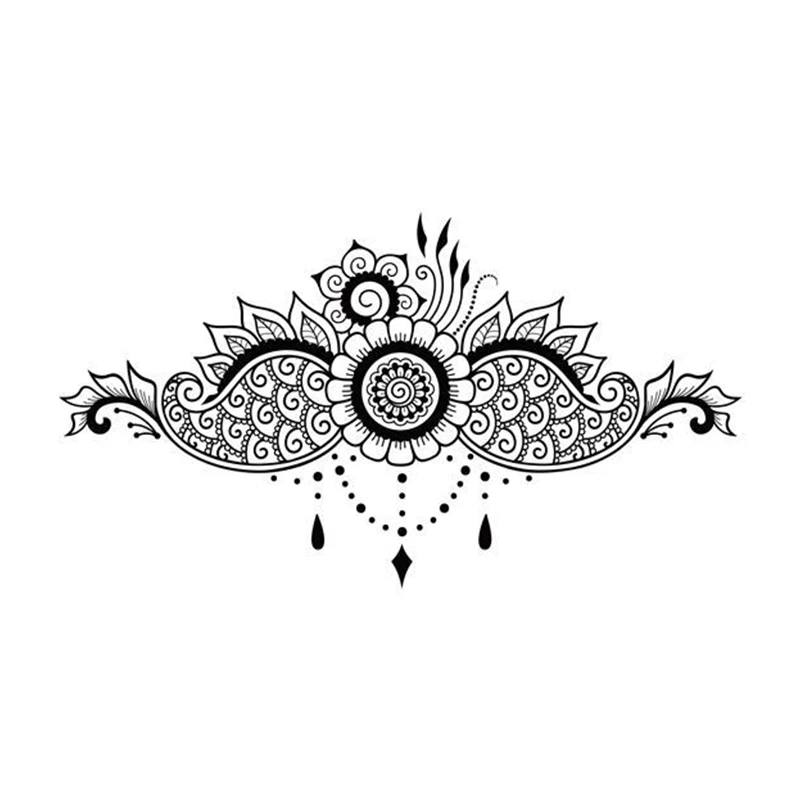 Водонепроницаемый временный цветок розы перо Корона Талия Грудь тотем Имитация