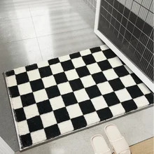 Checkerboar Non Slip Bathroom Mat Thickened Flocking Bathroom Rug Home Decoration Entrance Door Mat Bedroom Carpet Floor Mat Checkerboar Non Slip Bathroom Mat Thickened Flocking Bathroom Rug Home Decoration Entrance Door Mat Bedroom Carpet Floor Mat