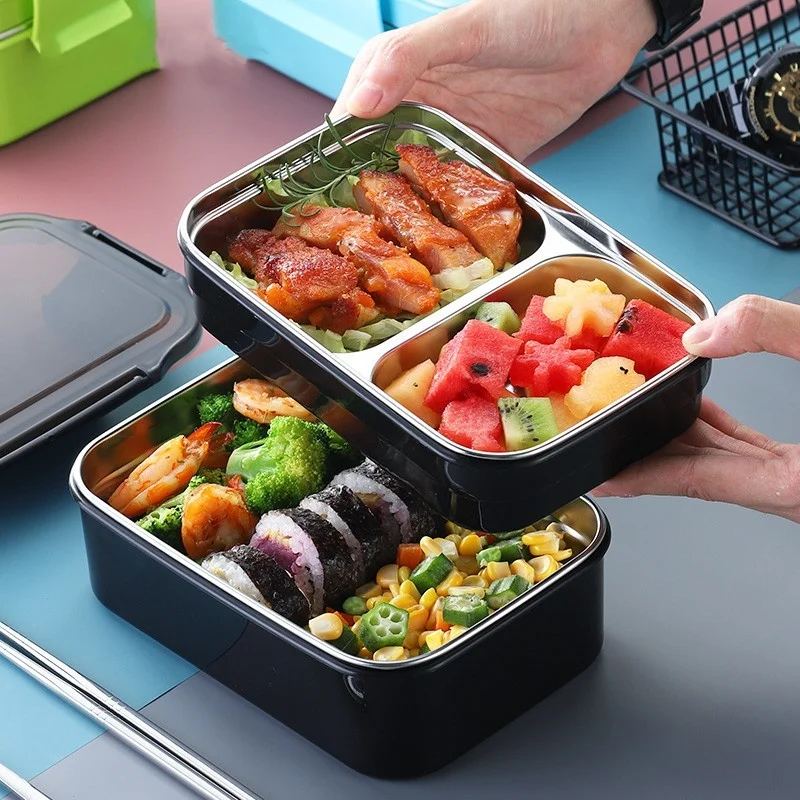 

Двухслойный Ланч-бокс Bento, милый Ланч-бокс из полипропилена, столовая посуда из нержавеющей стали 304, Ланч-бокс Bento