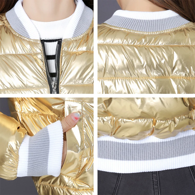 Тонкая Хлопковая женская Яркая Лента куртка бомбер 2019 Женская осенне зимняя