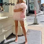 Женское вечернее мини-платье с розовыми перьями, Сексуальные вечерние платья для выпускного вечера 2020, юбка на заказ из Дубая