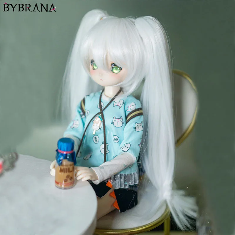 Bybrana Bjd кукла парик Аккуратные челки тигр клип двойной конский хвост аниме парик настраиваемый цвет