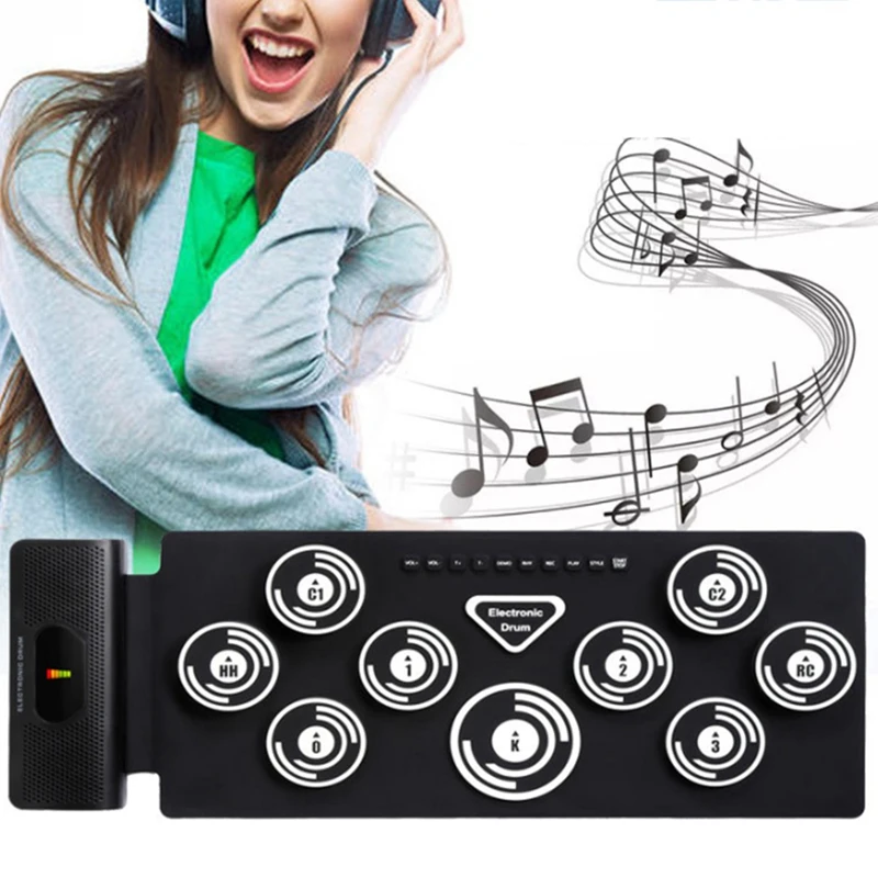 

Electronic Drum Machine Portable Drum Roll Up Drum Practice Drum Pad Portable for Kids Children Beginners Beginner