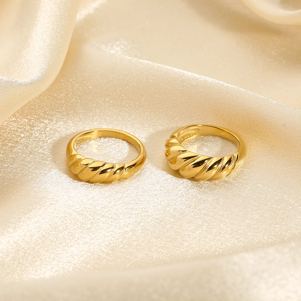 Фото Женское позолоченное кольцо с круассанами из нержавеющей стали 316L | Украшения и