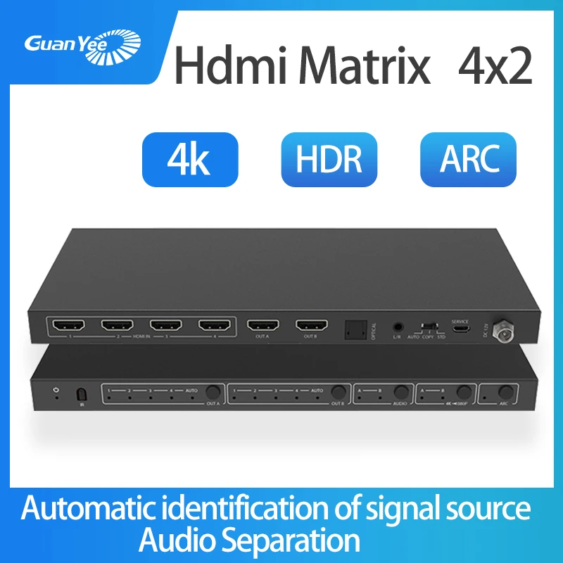 Hdmi2.0 матрица 4x2 4K разделитель аудио hd HDR видео переключатель ARC|Кабели HDMI| |