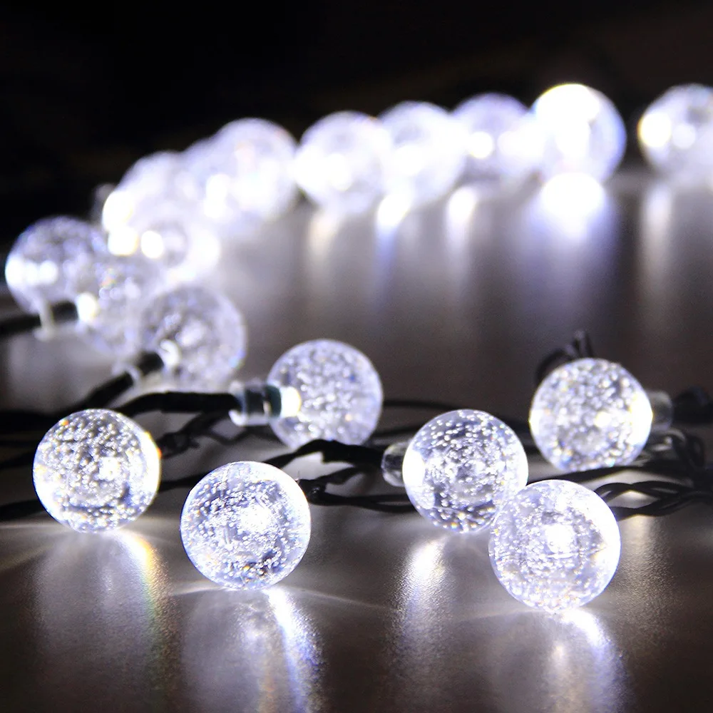 

Solar Bubble Ball Light String 30LED Holiday Light Colored Light Bubble Bead Outdoor Decoration Light for Gifts