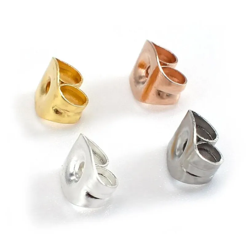 

100pcs Surgical Stainless Steel Earnut Butterfly Earring Backs Silver Tone 4.5X6mm Earring Nuts Stopper Jewelry Findings DIY
