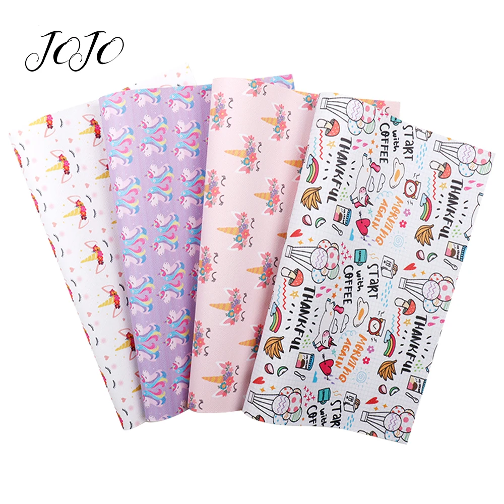 JOJO Луки 22*30 см 1 шт. искусственная Синтетическая кожа ткань для вышивки с принтом единорога лист DIY банты для волос одежда для шитья домашний декор