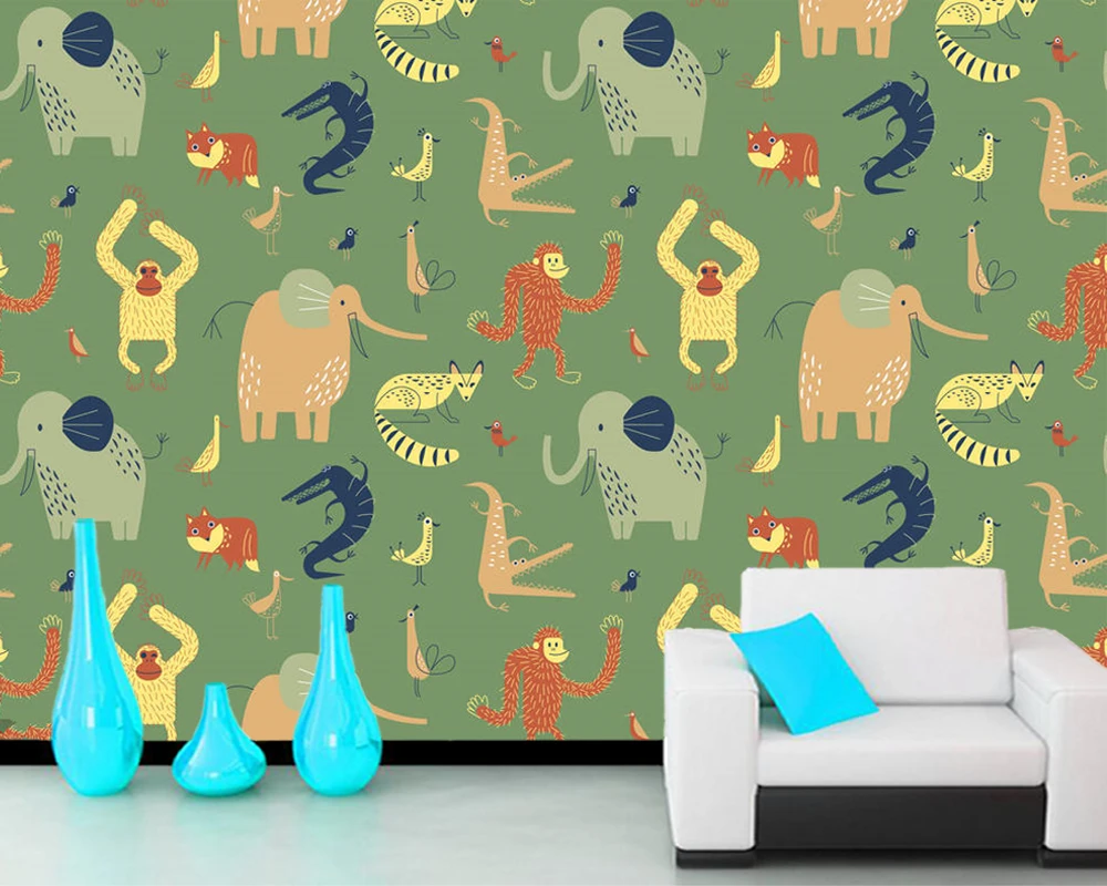 Обои Настенные Детские с рисунком животных Мультяшные обои для гостиной дивана