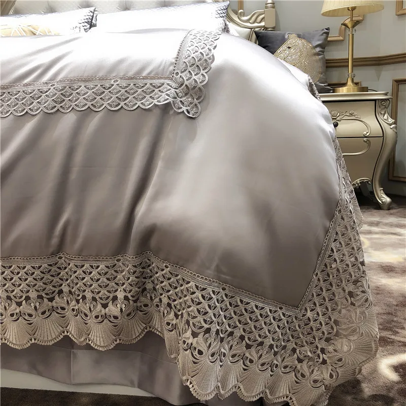 Роскошный набор детской одежды из хлопка 800TC серое шелковое постельное белье