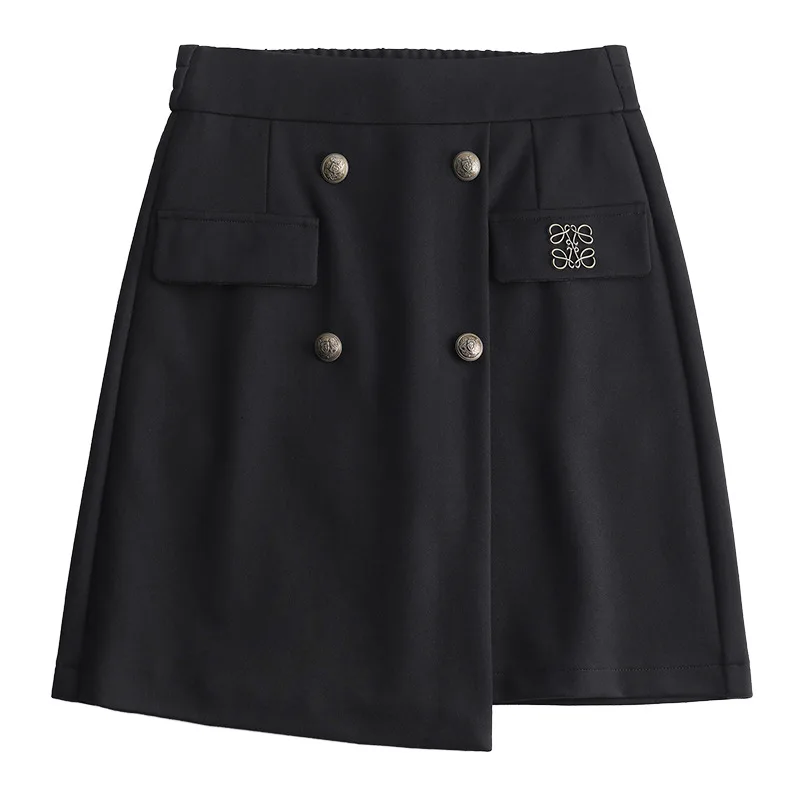 

2021 Spring New Arrival High Waist Slimming Simple Black All-match Casual Irregular Women A-line Mini Short Skirt Free Shipping