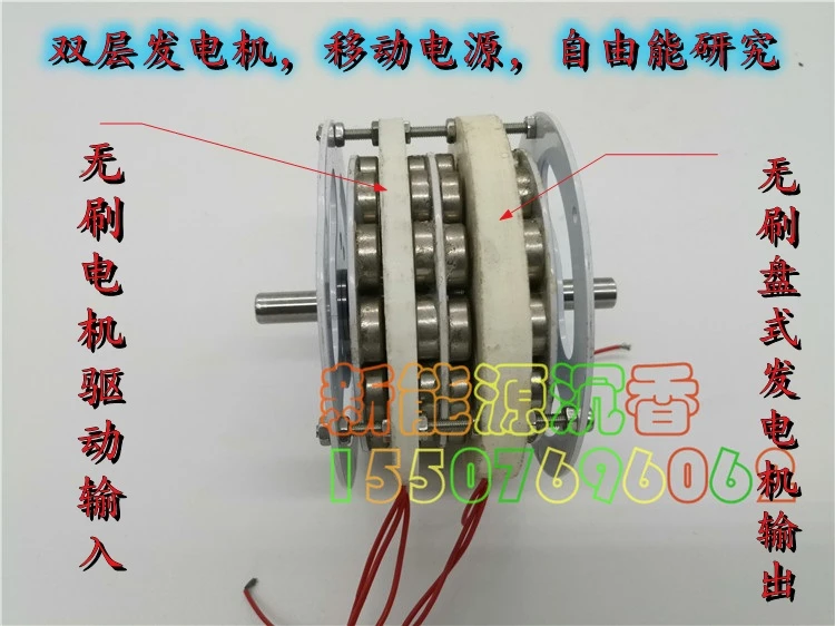 

Mini Double-layer Disc-type Ironless Generator, Mobile Power Source Extended Range Power Generation Cycle Power Generation