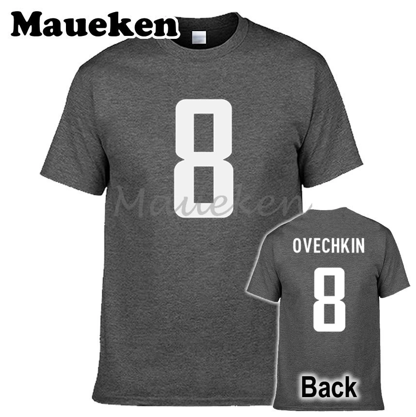 Мужская футболка с коротким рукавом и круглым вырезом Alex Ovechkin 8 100% хлопок