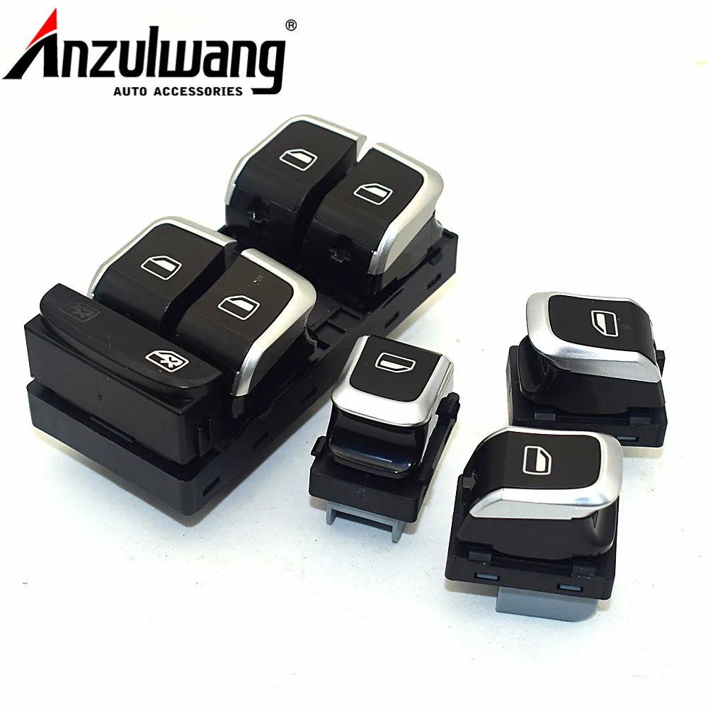 Набор из 4 новых хромированных электронных кнопок управления окном для AUDI A4 S4 B8 Q58