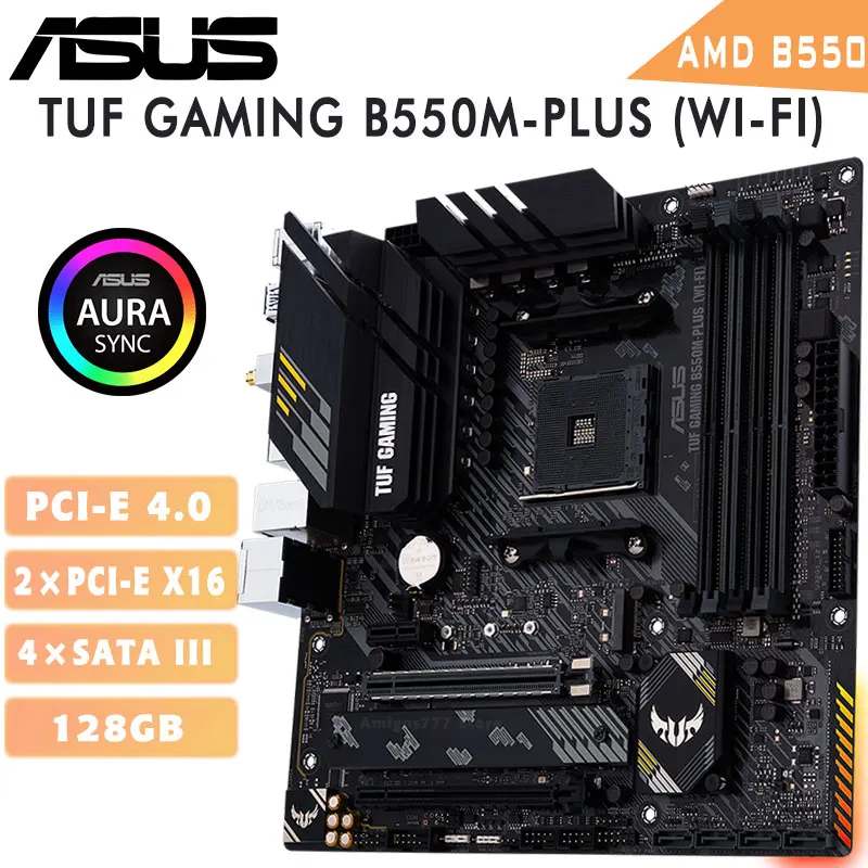 Verkaufen Mainboard ASUS TUF GAMING B550M-PLUS (WI-FI) OC Buchse AM4 Ddr4 128GB PCI-E 4,0 M.2 AMD B550 Desktop Micro ATX Motherboard Verwendet