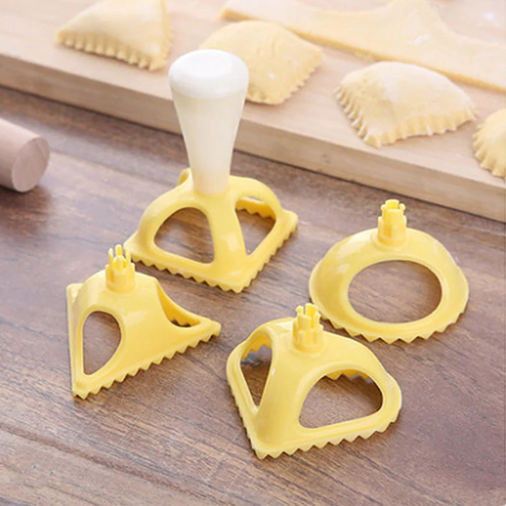 

New Kitchen Dumpling Making Mold 4-Piece Set Kitchen DIY Dumplings Making Tool Dough Press Pie Ravioli Mold Baking Tool