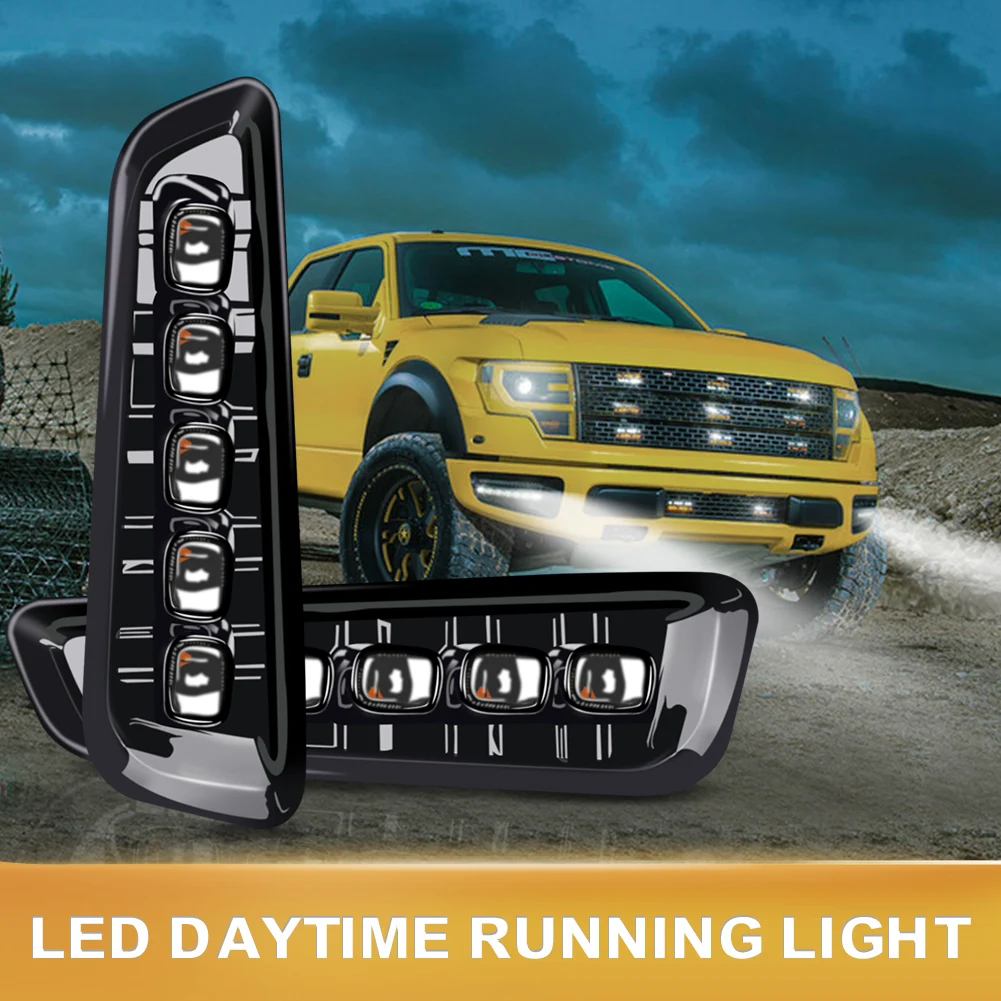

SUHU 2Pcs LED Daytime Running Light Fog Lamp For Ford F150 F-150 Raptor 2017-2019 Auto Headlight Sequential Turn Signal Daylight