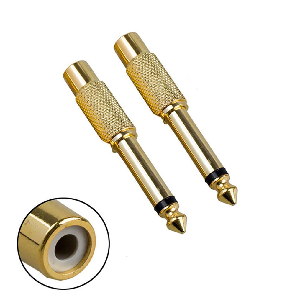 

2pcs Gold Plated 6.35mm 1/4" Male Mono Plug to RCA Female 6.5mm Jack Audio Stereo Adapter Connector Plug Converter Sound Mixe