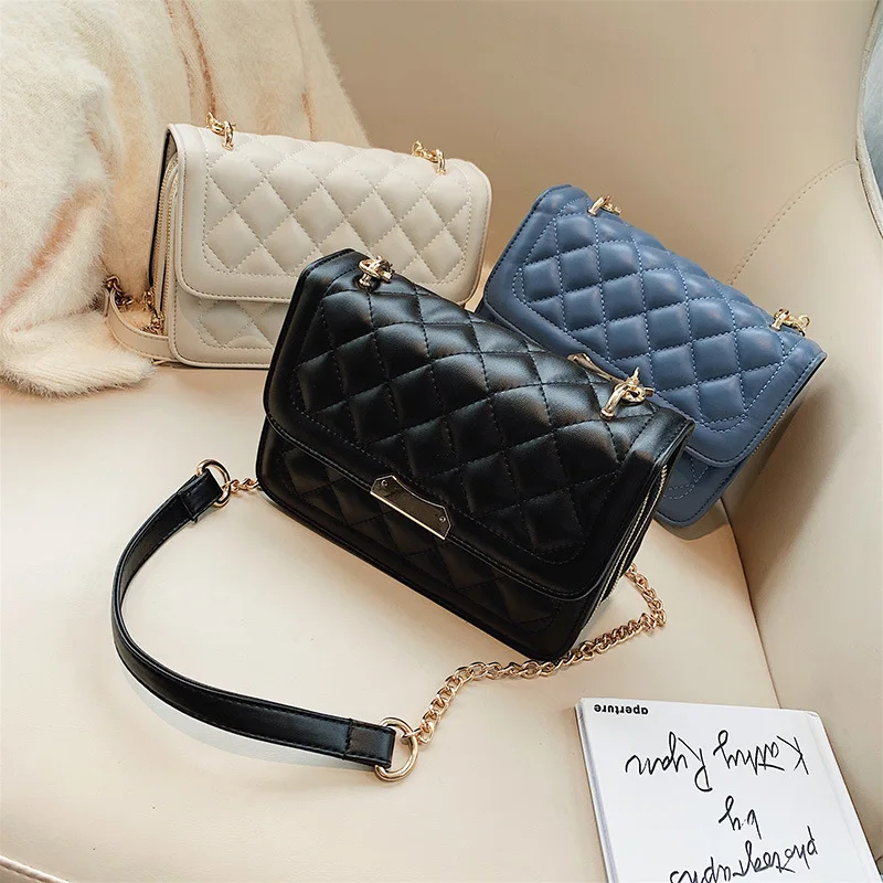 

Female Lattice Pu Leather Crossbody Bags For Women 2020 Chain Shoulder Messenger Bag Ladies Hand Sling Luxury Handbags Designer