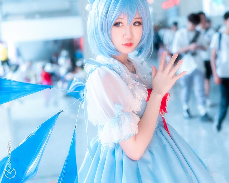 Новинка косплей-костюм из Аниме TouHou Project Cirno эльф необычное платье милое в стиле
