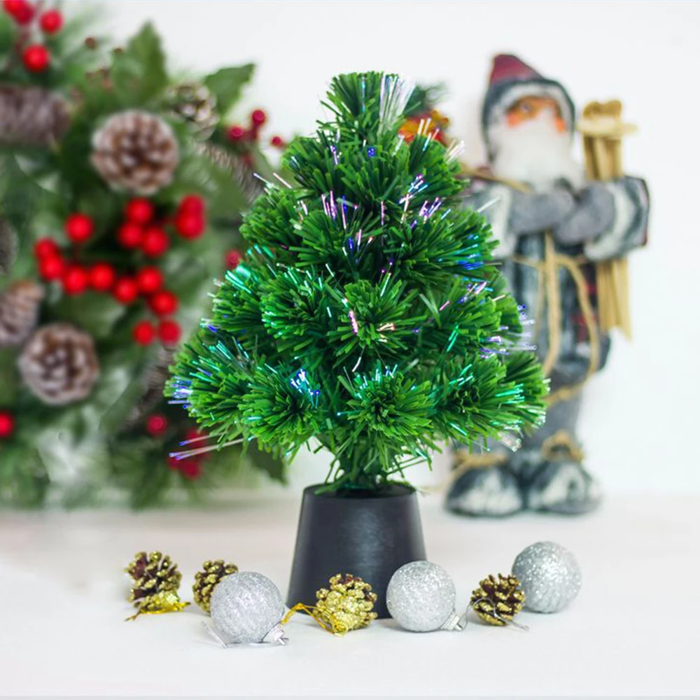 USB зарядка оптическое волокно Мини Рождественская елка сизаль шелк украшение