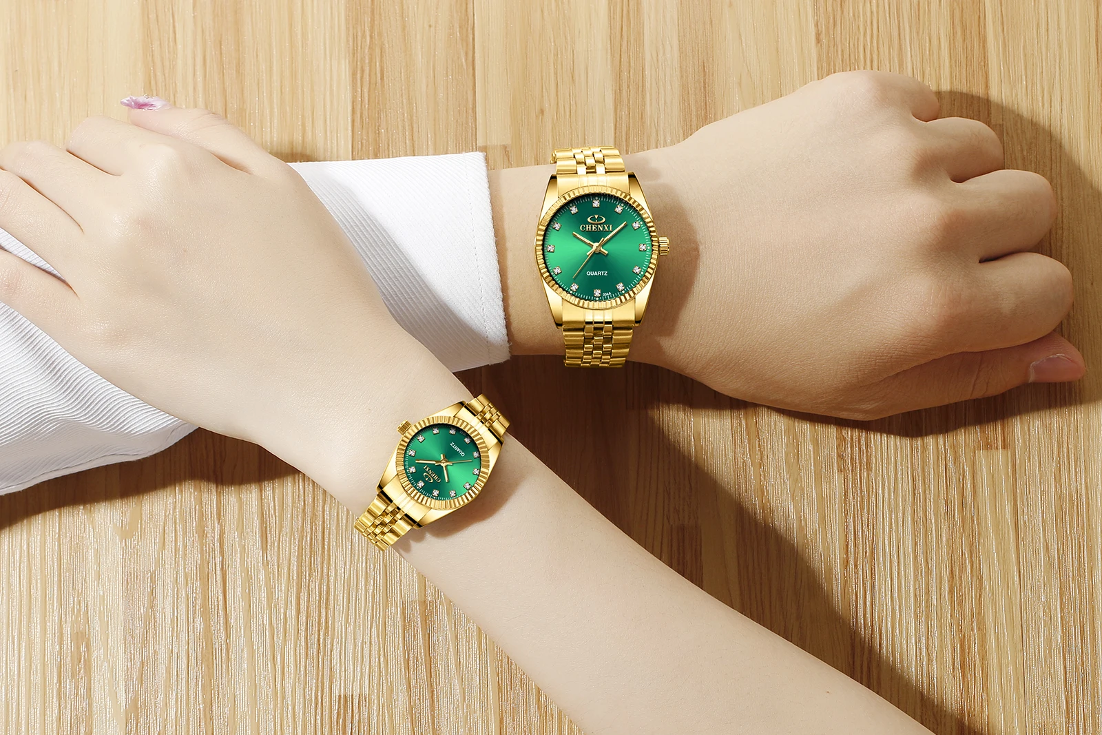 Женские золотистые и Серебристые Классические кварцевые часы CHENXI женские