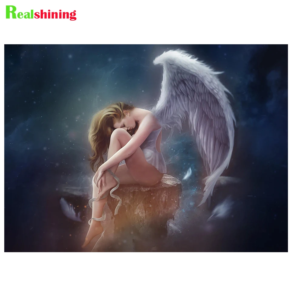 

Diamond mosaic Angel wing Full Square Round stones DIY 5D Diamond Painting Cross Stitch Kits rhinestone Embroidery Fairy N2052
